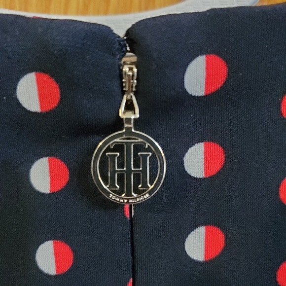 Tommy Hilfiger polka-dot shift dress blue red and white stretch polyester size 4 - Picture 8 of 10